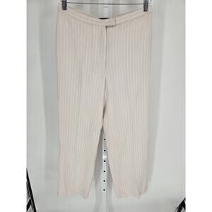 Karen Scott Women's High Rise Pockets Button Closer Striped White Pants Size M